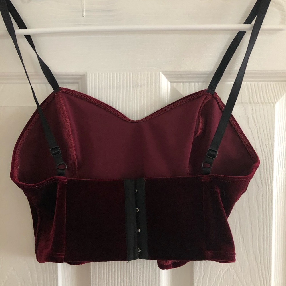 American apparel velvet burgundy cropped top